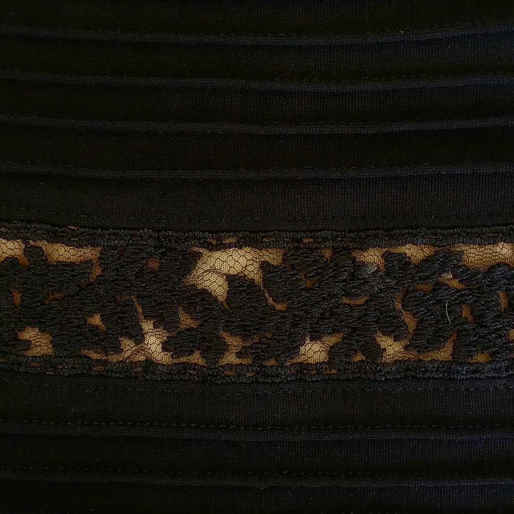 Tadashi Shoji‎ Black Lace Pintuck Fit and Flare Midi Dress Womens XL - Picture 10 of 14